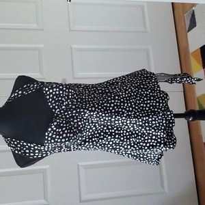 Cute and Flattering Black and White Polka Dot Two Piece, Sizes 36D and L